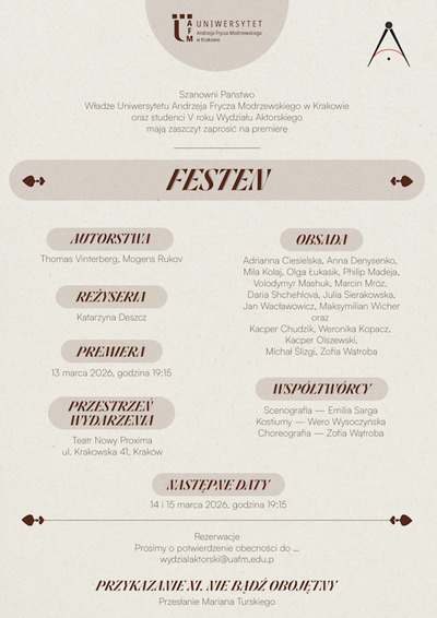 Event poster:  „Festen” Thomasa Vinterberga i Mogensa Rukova 